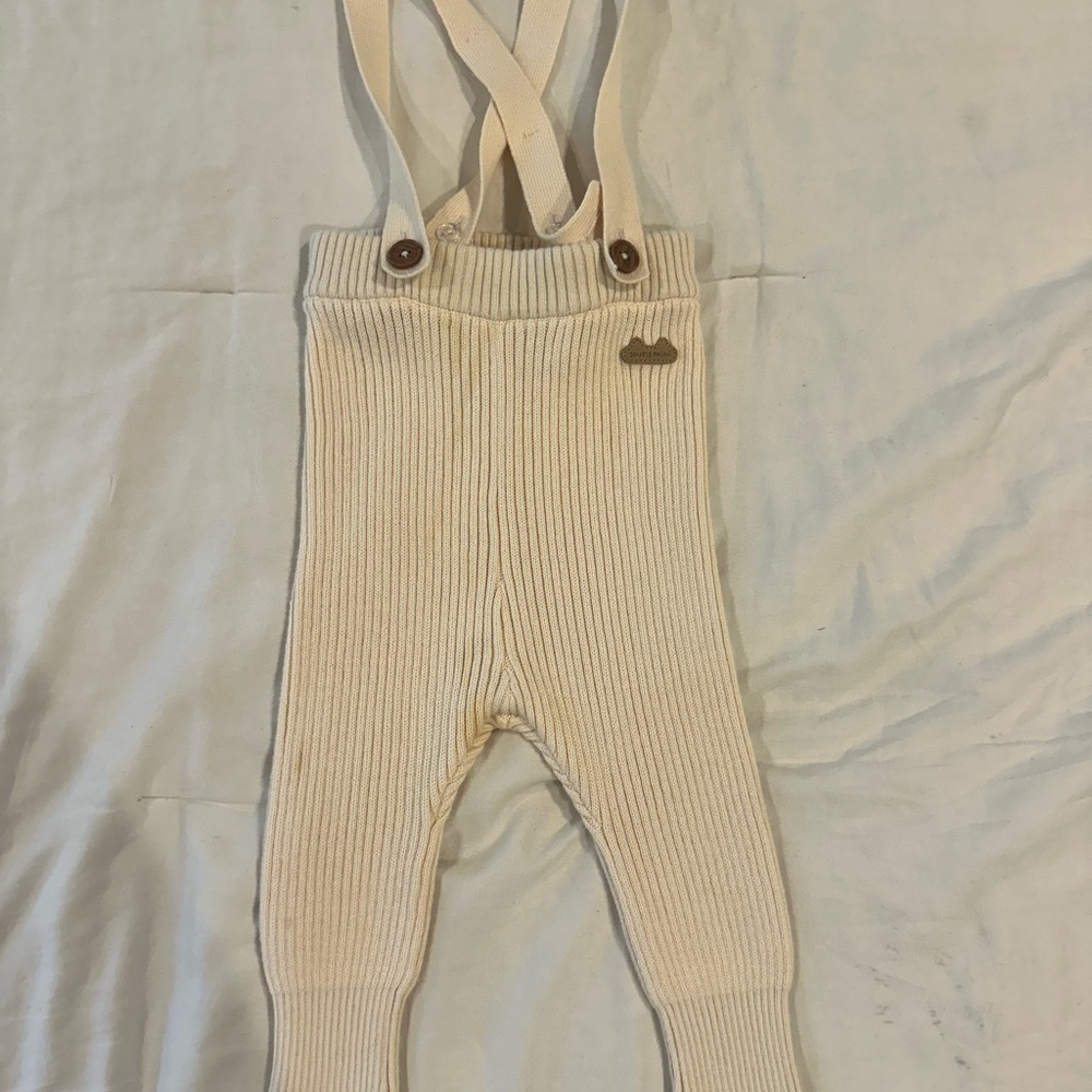 Adorable Souris Mini Cream Knit Kids Overalls